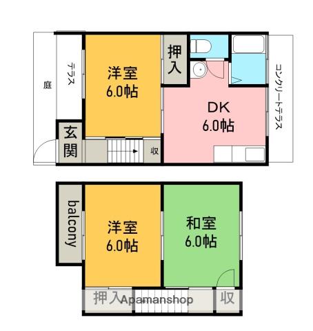 コーポラス浅野(3DK/1階)の間取り写真