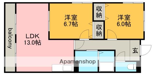 メゾン川口Ⅴ(2LDK/3階)の間取り写真