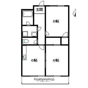 クイーンカピオラニ(2K/2階)の間取り写真