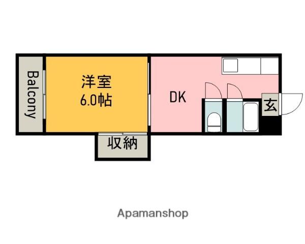 篭屋マンション(1DK/1階)の間取り写真