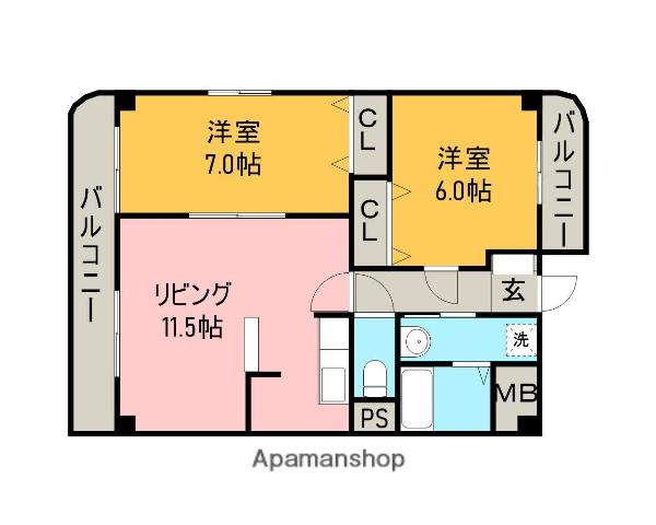 サンライズマンション18(2LDK/4階)の間取り写真