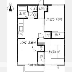 ハイツ森本(2LDK/2階)の間取り写真