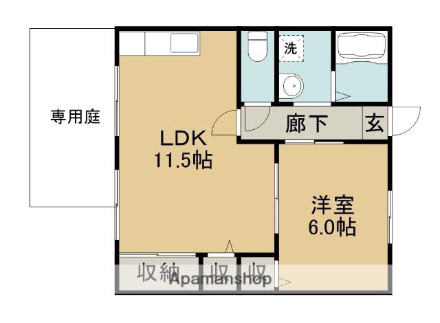 グリーンヒルズ常磐(1LDK/1階)の間取り写真