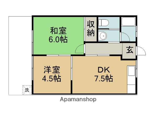 サンハイツ開明(2DK/1階)の間取り写真