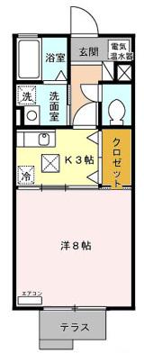 ボナール下沼(1K/1階)の間取り写真