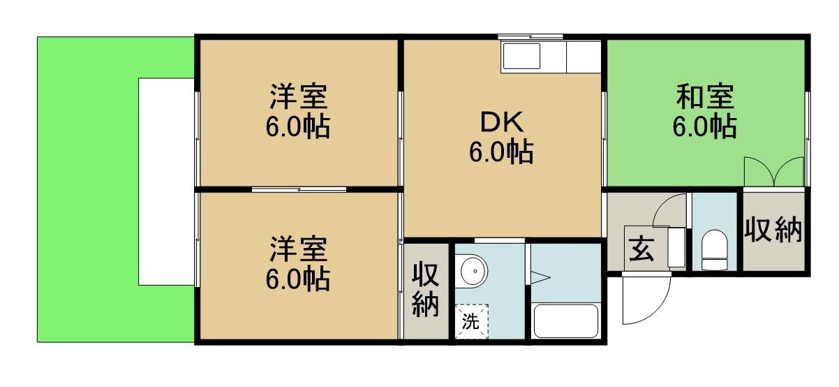 ハイツミニオン(3DK/1階)の間取り写真