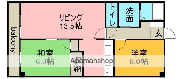 ウエストヒルズMARUKA(2LDK/1階)の間取り写真