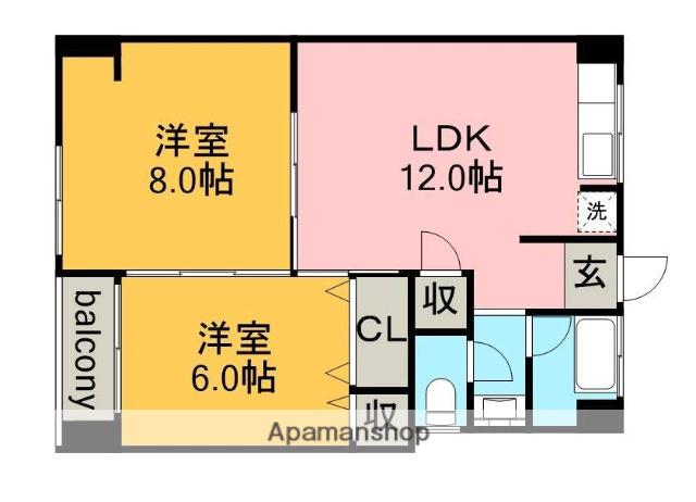 メゾン・ド・タマキ(2LDK/4階)の間取り写真
