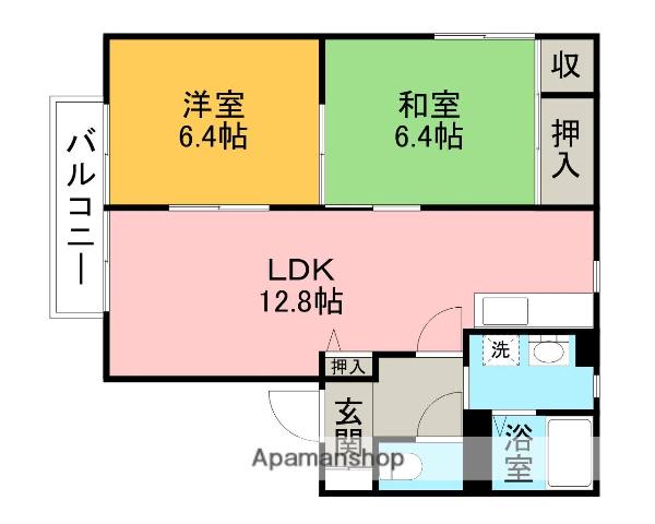 ハイシャイン神戸(2LDK/1階)の間取り写真