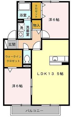 ブルームコート(2LDK/2階)の間取り写真