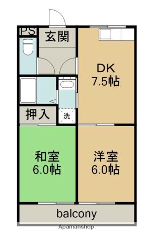 メゾン寺沢(2DK/3階)の間取り写真