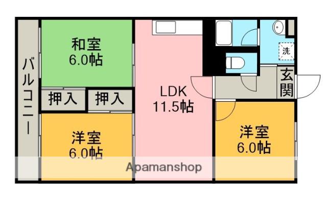 平島ハイツ(3LDK/3階)の間取り写真