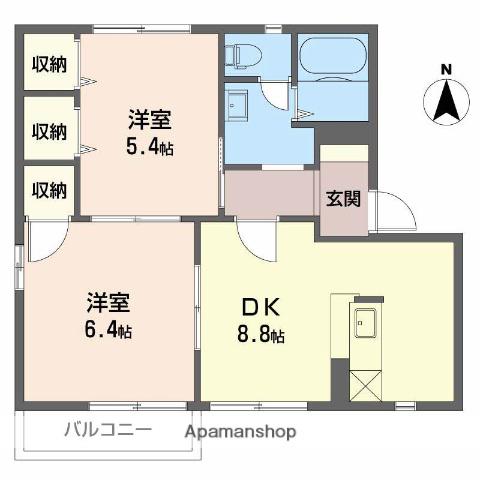 DIAS PRIMAVERA(2DK/1階)の間取り写真
