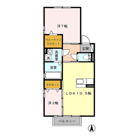 エスペランサ住吉(2LDK/2階)の間取り写真