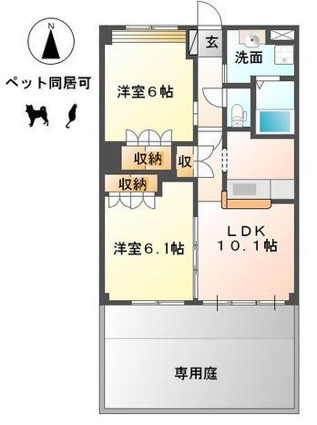 コンフォール前田Ⅲ(2LDK/1階)の間取り写真