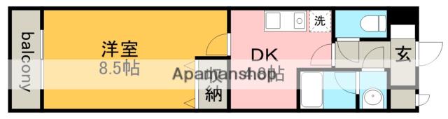 ウェーク・フォレスト・ブロンド(1DK/6階)の間取り写真