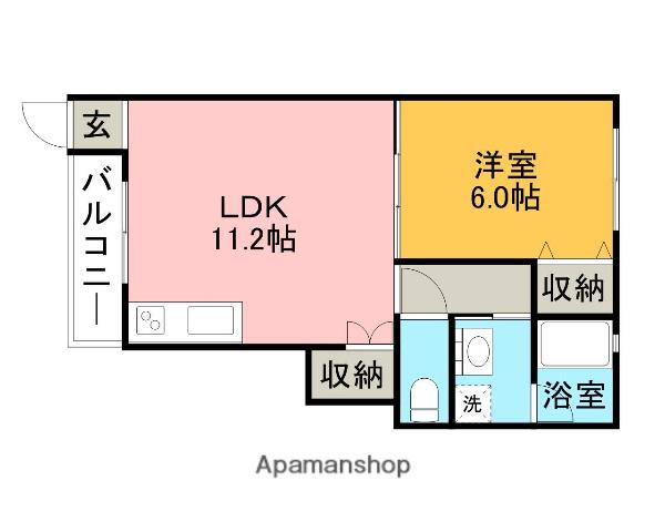 東海道本線 尾張一宮駅 バス乗車時間：19分 時之島南バス停で下車 徒歩3分 2階建 築21年(1LDK/1階)の間取り写真