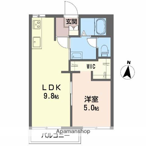 パインヒルズ B棟(1LDK/2階)の間取り写真