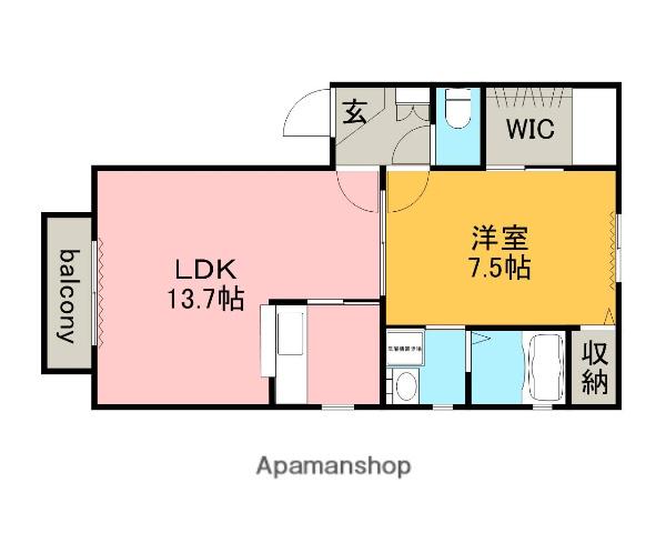 アルカディア(1LDK/1階)の間取り写真
