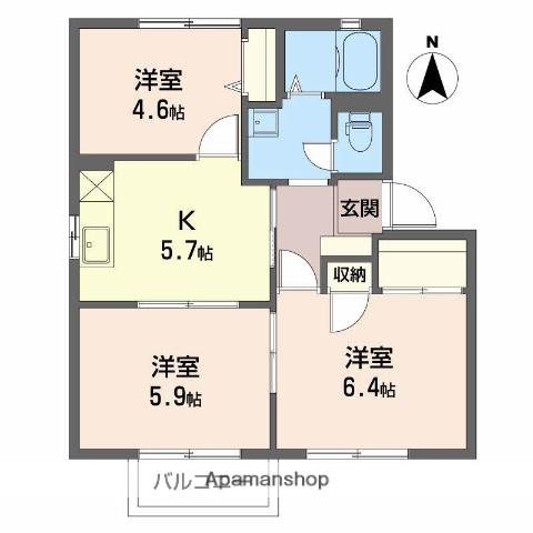 フォーレス1(3K/2階)の間取り写真
