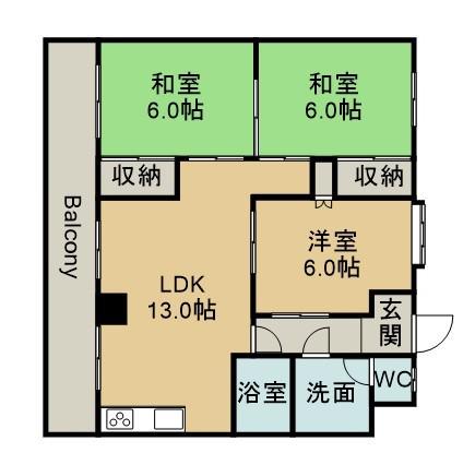 サンストリート松降(3LDK/3階)の間取り写真