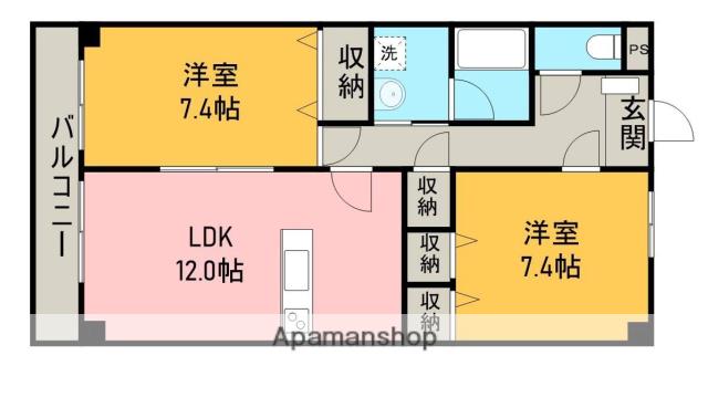 フェリシア一宮(2LDK/3階)の間取り写真