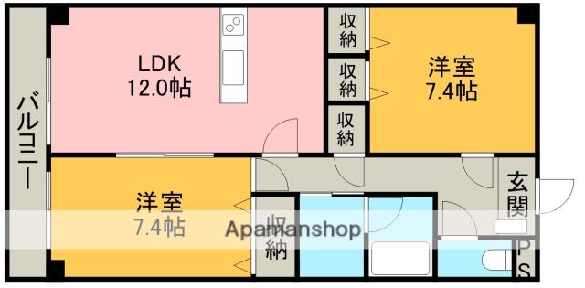 フェリシア一宮(2LDK/3階)の間取り写真