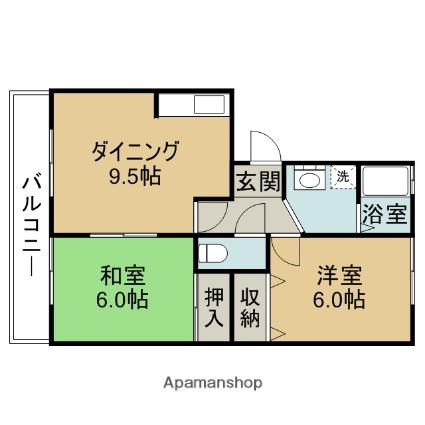 ハッピ-ウイング富士(2DK/3階)の間取り写真