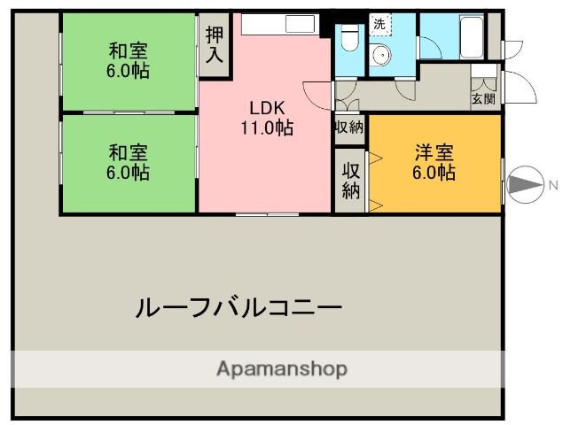 グランドール水附(3LDK/6階)の間取り写真