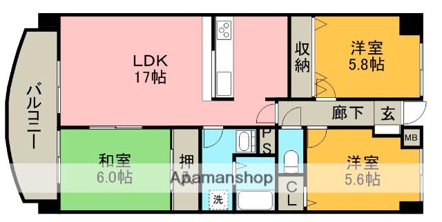 グランプラス西島(3LDK/5階)の間取り写真