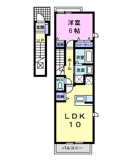ブルースカイⅡ(1LDK/2階)の間取り写真