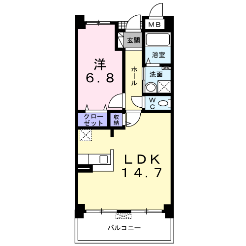 ザ・ウィングS(1LDK/1階)の間取り写真