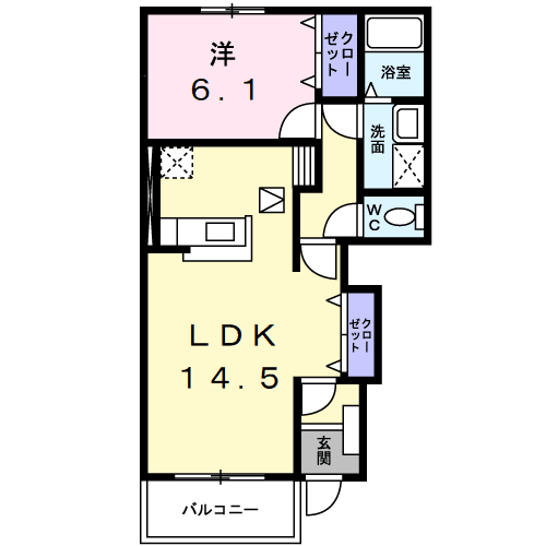 ベルソレイユⅠ(1LDK/1階)の間取り写真