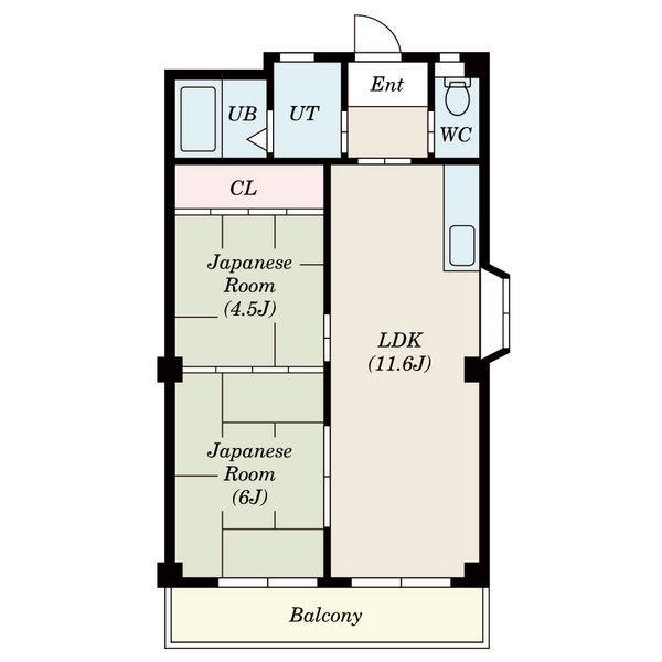 エクシードA棟(2LDK/2階)の間取り写真