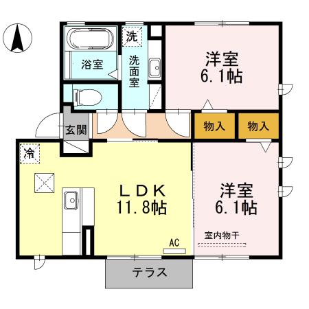 カトレア(2LDK/1階)の間取り写真