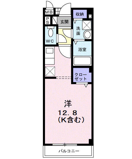 サンスピナ赤見Ⅱ(ワンルーム/2階)の間取り写真