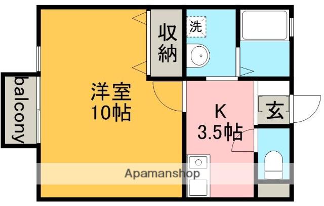 ラフィネ粧(1K/2階)の間取り写真
