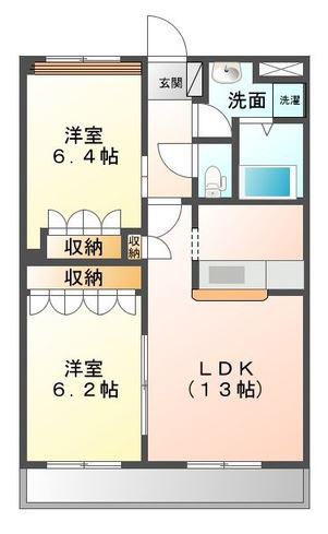 クオリティーパレス(2LDK/2階)の間取り写真