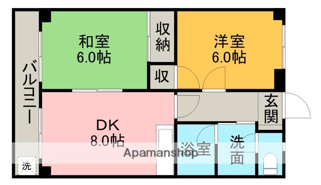 ガーデンヒルズ(2DK/4階)の間取り写真