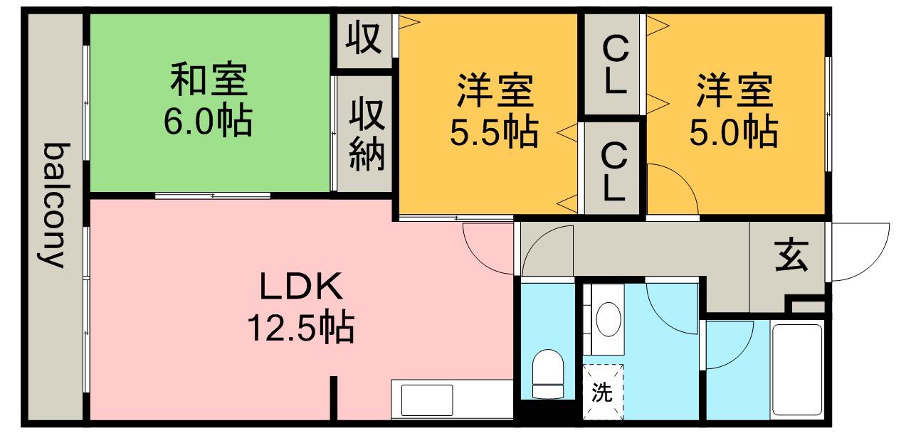 コンフォート末広(2SLDK/1階)の間取り写真