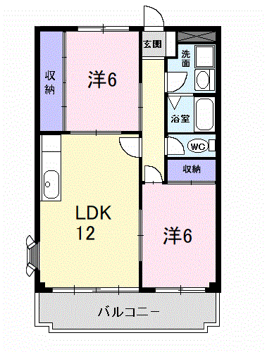 エステート豊(2LDK/2階)の間取り写真