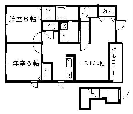 ササフラス Ⅱ(2LDK/2階)の間取り写真