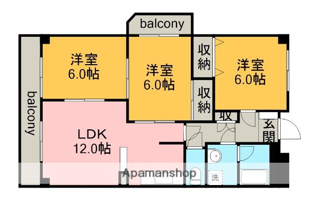 グローハイム(3LDK/1階)の間取り写真