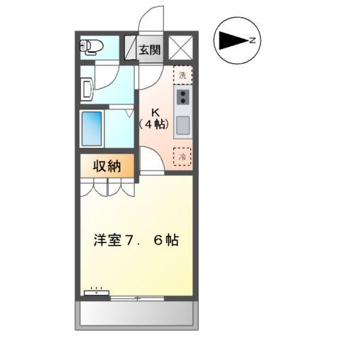 ファイブシャトーかすみ(1K/2階)の間取り写真