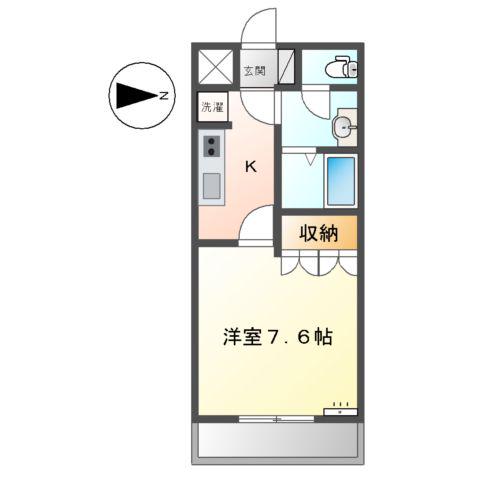 ファイブシャトーかすみ(1K/1階)の間取り写真