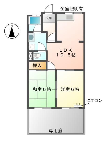 ハイツシュン(2LDK/1階)の間取り写真