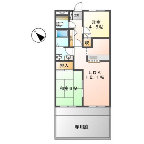 ミレニアムダイトク(2LDK/1階)の間取り写真