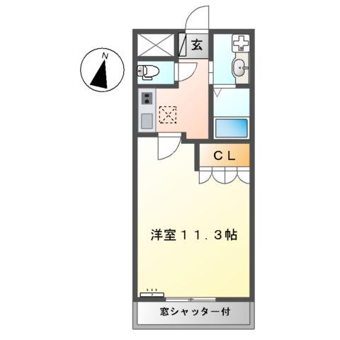 チェリーツリー(1K/1階)の間取り写真