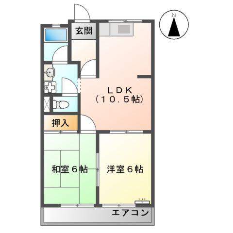 メゾンエクセルⅡ(2LDK/4階)の間取り写真