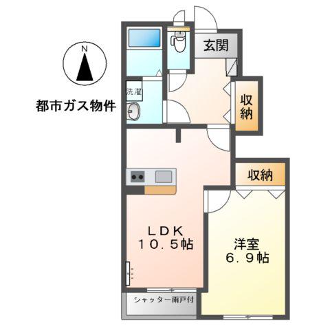 ウィステリアA棟(1LDK/1階)の間取り写真